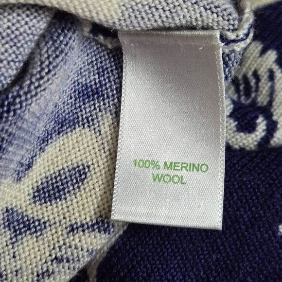 Lilly Pulitzer Merino Wool Sweater Size XS Blue White Pattern Damask Tunic - Picture 7 of 7